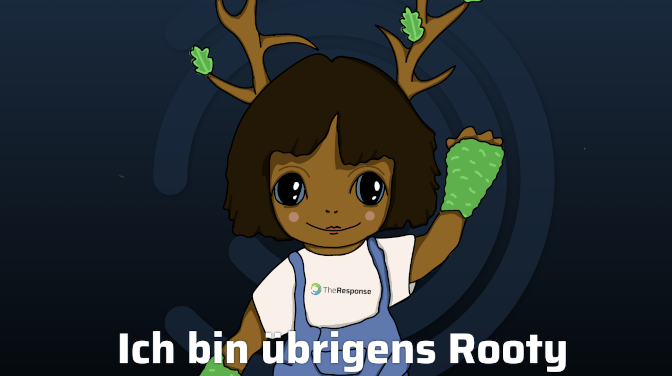 Grafische Darstellung des Baum-Maskottchens Rooty